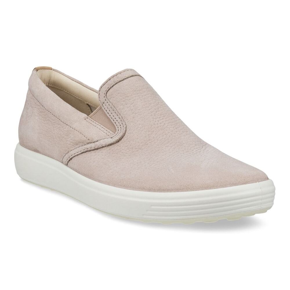 USED ECCO Women's Soft 7 Nubuck Slip-on, Grey- Size 9-9.5 US